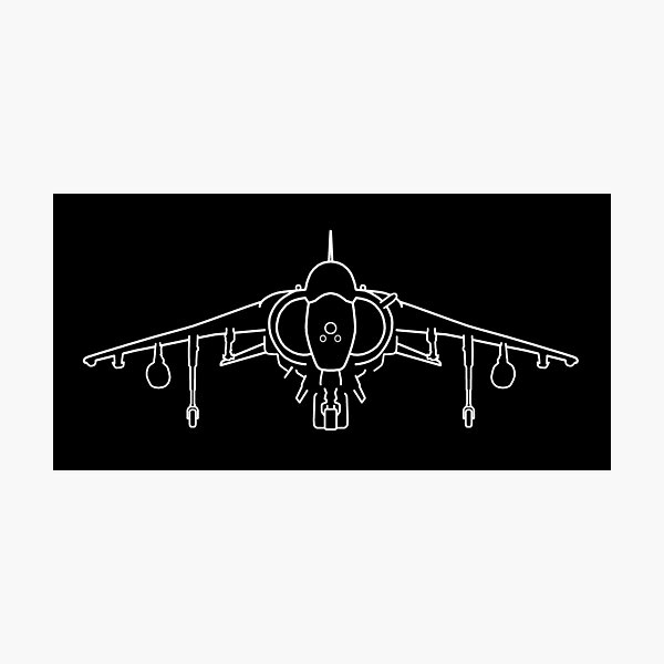 Item preview, Hawker Harrier jump jet fighter aircraft outline graphic (white) designed and sold by soitwouldseem.