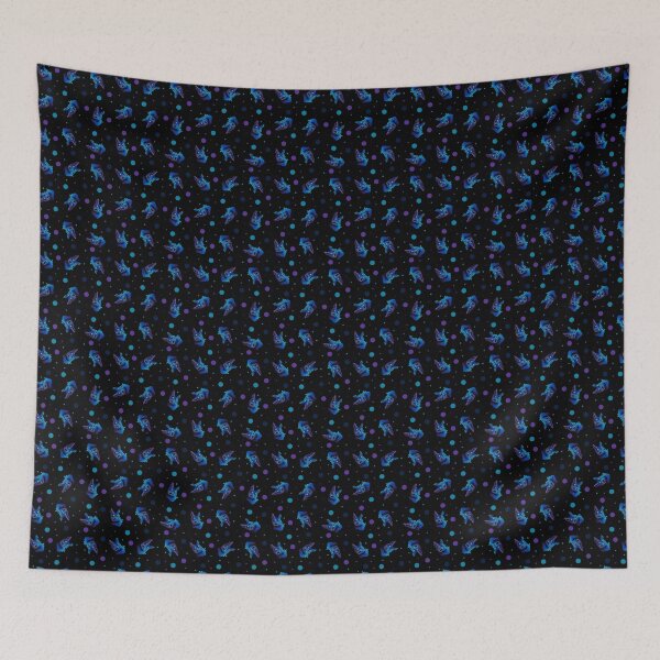 Item preview, Be Weird - creepy cute blue creature pattern (black) designed and sold by zazuzanta.