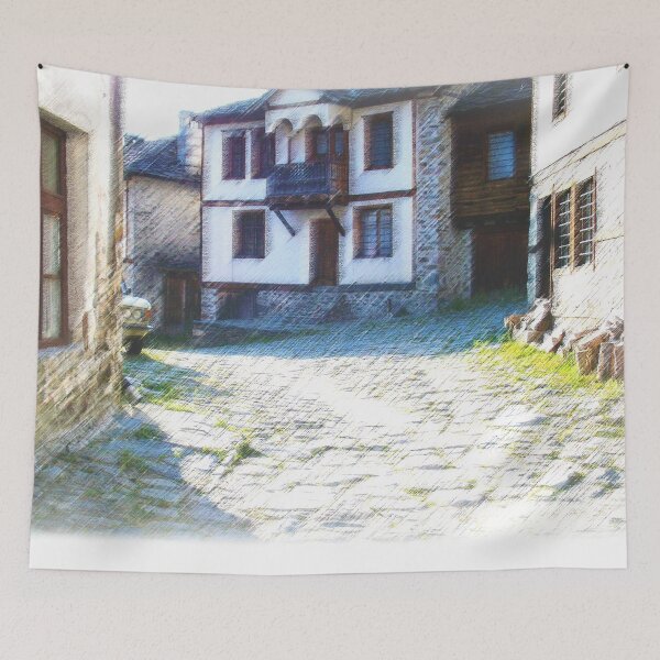 Item preview, Bulgarian Old Stone Path And Houses With Filter designed and sold by LuckyKermit.