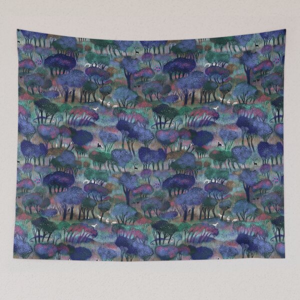 Item preview, Fairytale magic forest with dragons, fairies, unicorns and jackalopes designed and sold by Rebecca Reck Art.