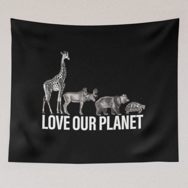 Item preview, Love Our Planet- Save Wild Animals- Vintage Drawing designed and sold by EvaWolf.