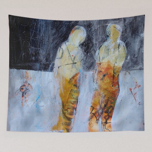 Item preview, semi-abstract figurative painting "Encounter" designed and sold by Karen Hammat.