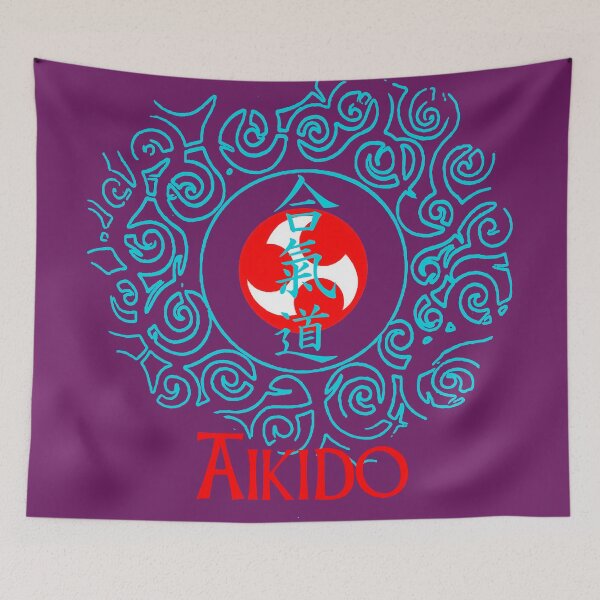 Item preview, Aikido Kanji Blue Tribal Motif Art Design - Martial Arts designed and sold by Zanshin-Art.