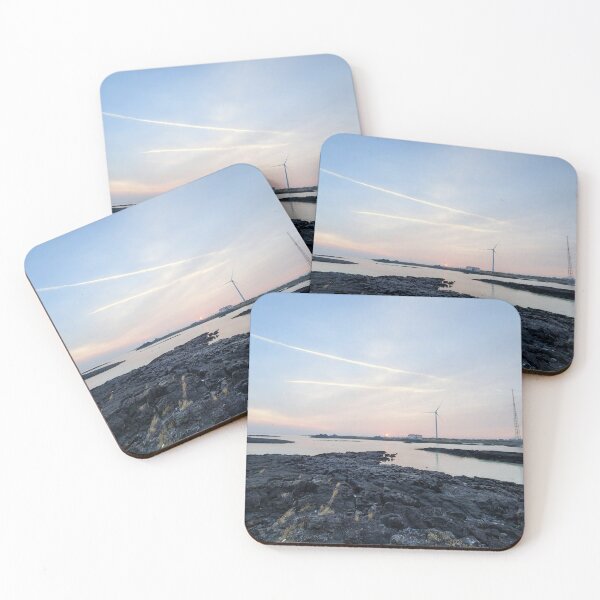Item preview, Sunrise and windmill on jeju sea beach, korea. designed and sold by human8891.