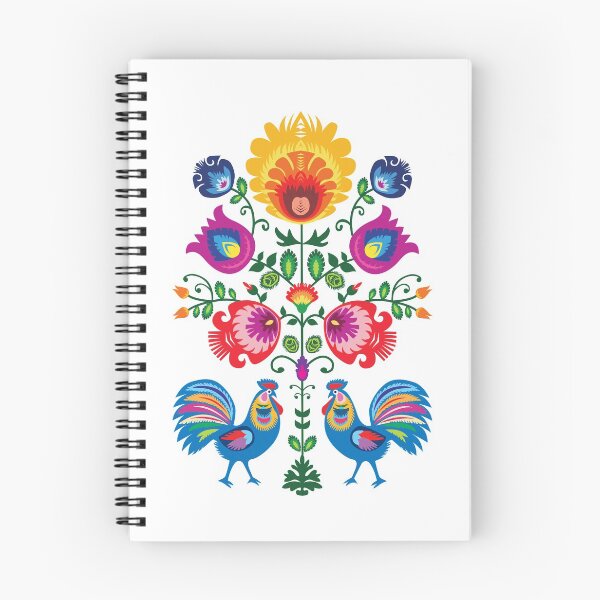 Artikelvorschau, Volkskomposition mit Blumen und Hähnen - Wycinanki [weißer Hintergrund] entworfen und verkauft von FK-UK.