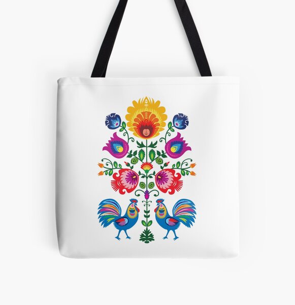 Item preview, Composition folklorique avec des fleurs et des coqs - wycinanki [fond blanc] designed and sold by FK-UK.
