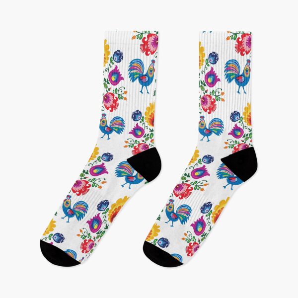 Item preview, Folk composition with flowers and roosters - wycinanki [white background] designed and sold by FK-UK.