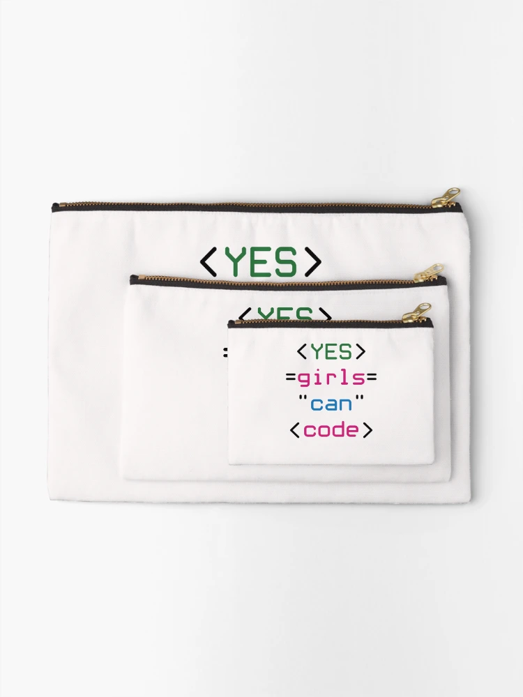 Thumbnail 2 of 4, Zipper Pouch, Yes Girls Can Code Coding Code Programming Programmer designed and sold by jaygo.