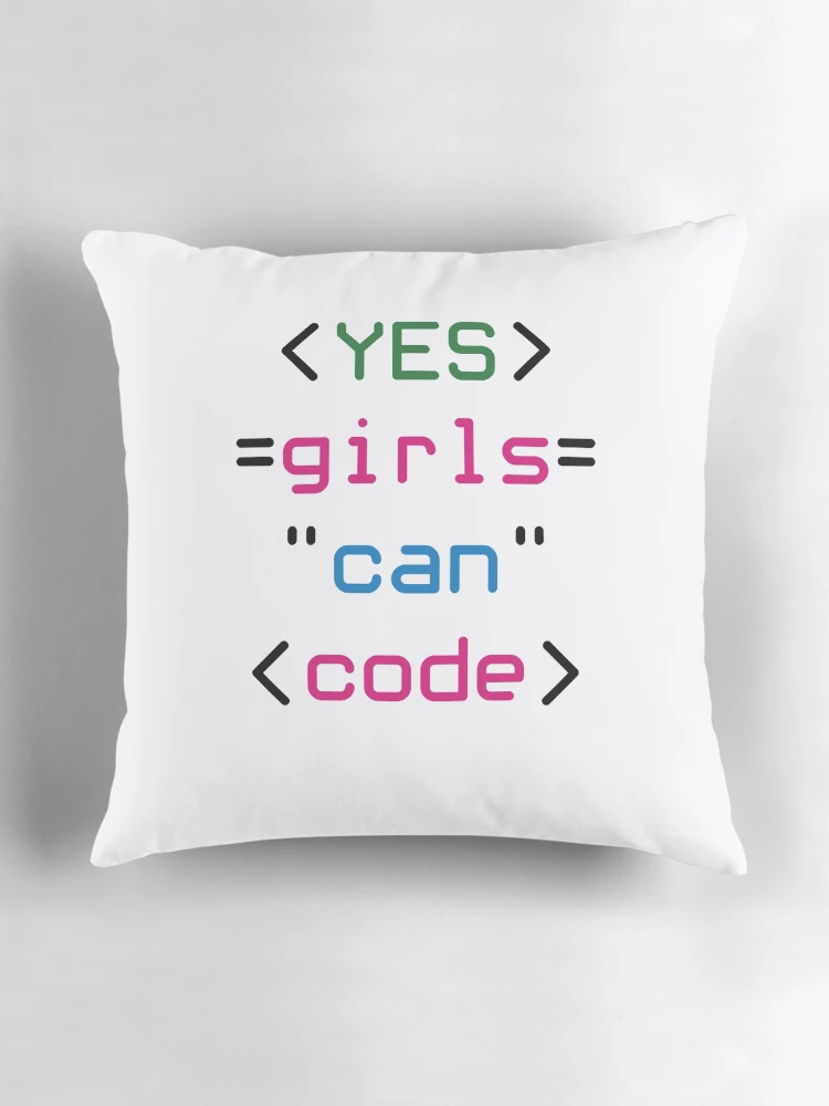 Thumbnail 3 of 4, Pillow, Yes Girls Can Code Coding Code Programming Programmer designed and sold by jaygo.