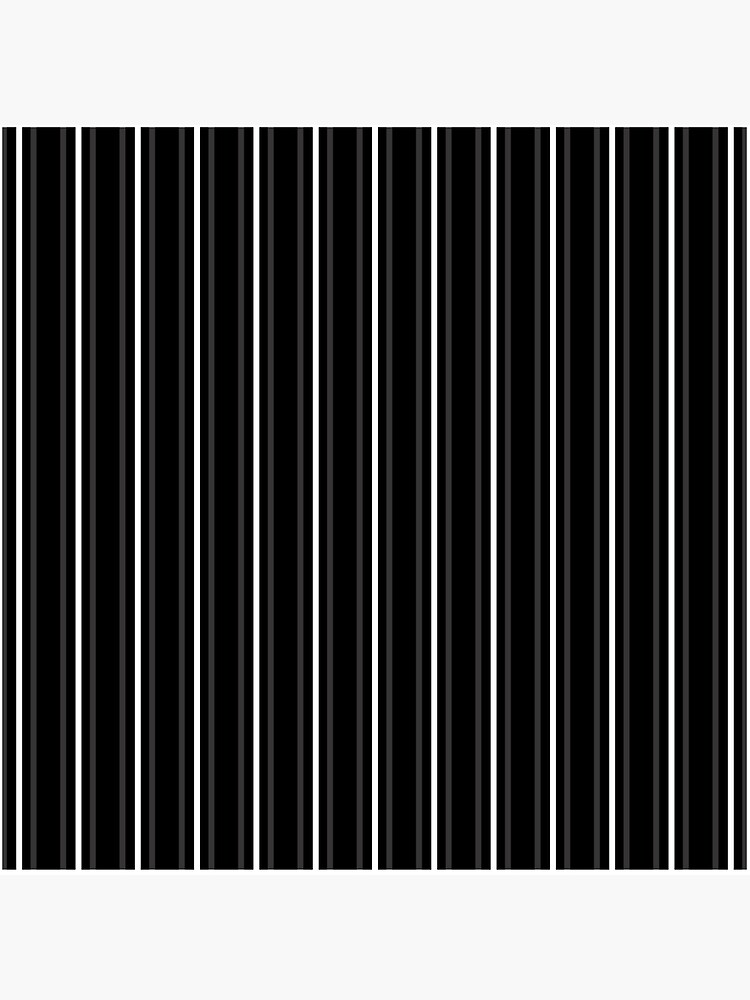 Black Grey and White Three Stripes Pattern on Black Vertical Stripes  Art Board Print