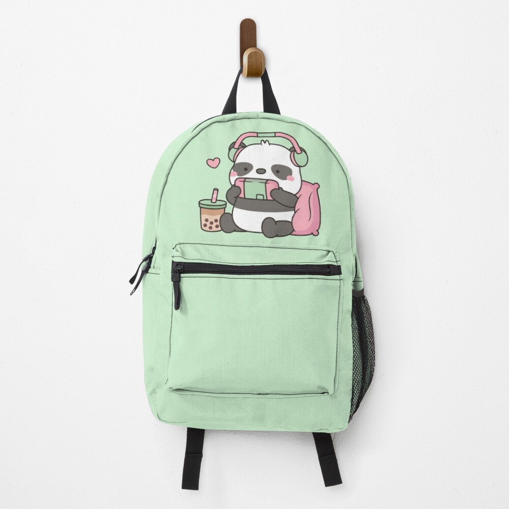 Cute Little Panda Gamer With Headphones Backpack