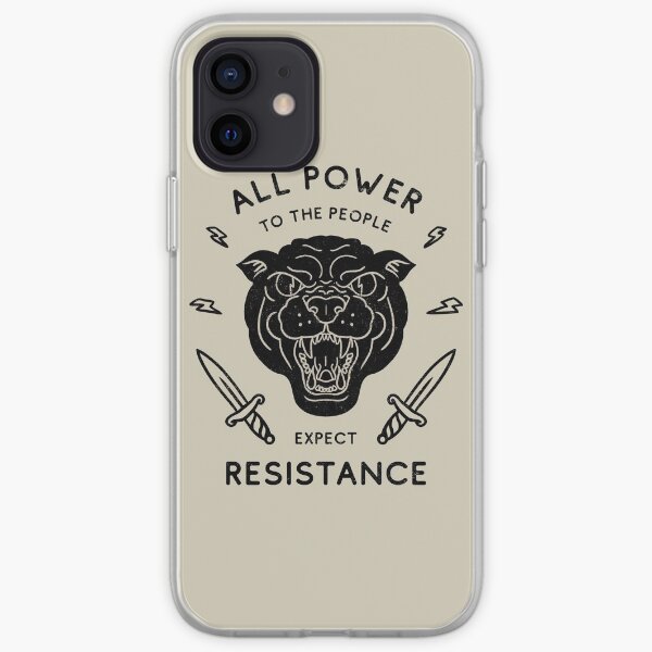 Black Panther - All Power to the People - Expect Resistance | Black Owned BLM Black Lives Matter | Original Art Pillowcase | Backpack | Tattoo Style Logo iPhone Soft Case