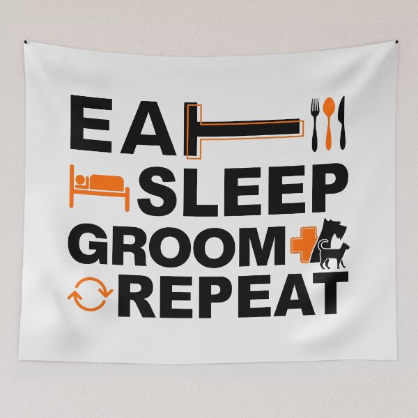 Item preview, Dog Grooming, Eat Sleep Groom Repeat designed and sold by graphic-genie.