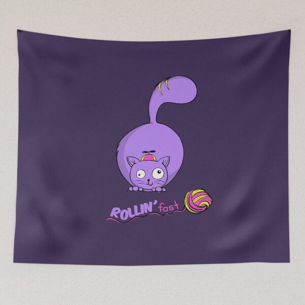 Item preview, Purple Cat Chubby Cat Chubby Cat With Yarn Ball designed and sold by Cat N' Doodles.