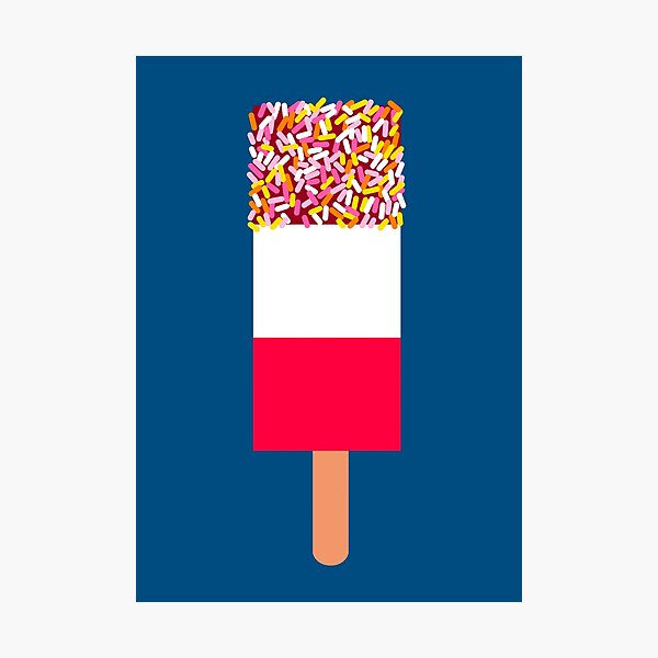 Retro Ice Lolly, Fab, on Blue Photographic Print