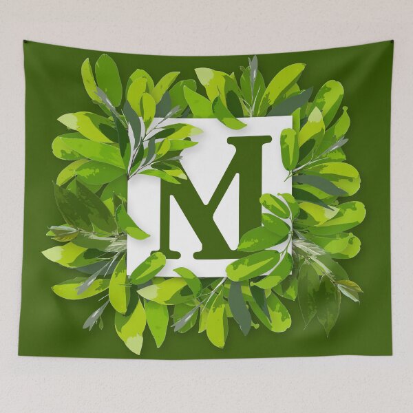 Artikelvorschau, Monogramm M Laubrahmen | Hochzeitsbriefe | Blumenbrief entworfen und verkauft von VinBasis.