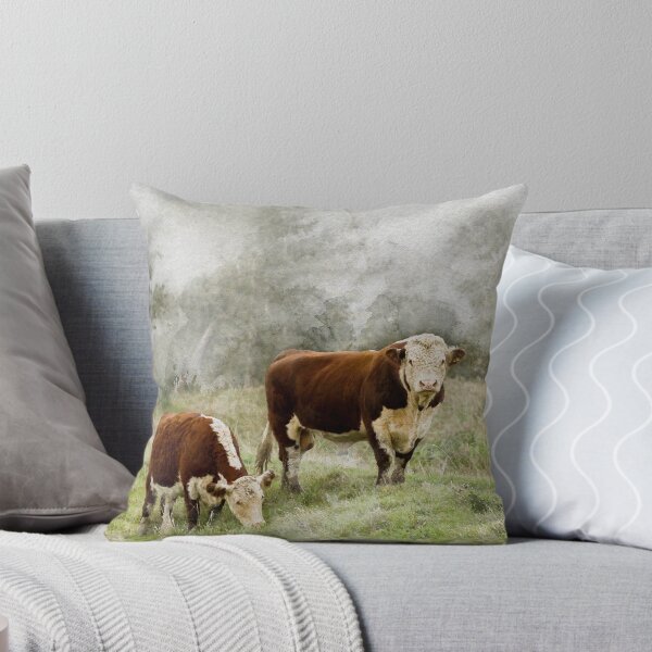 Vista previa del artículo con la obra «Fotografía de acuarela de toro y vaca de Hereford», diseñado y vendido por JStanley19.