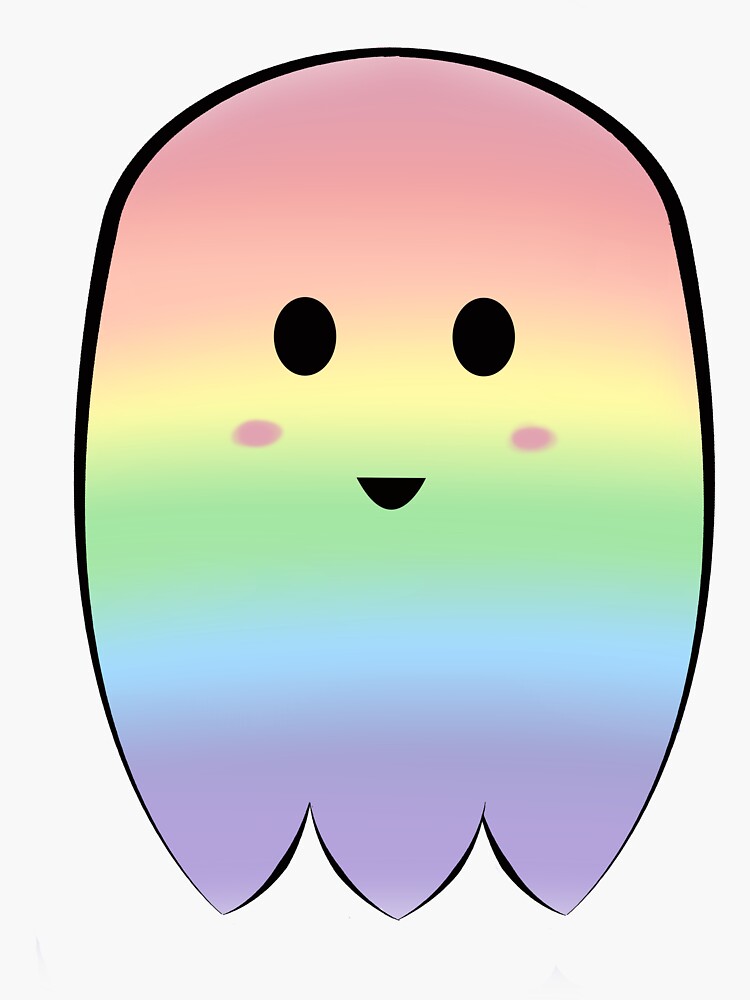 "Cute Blushing Rainbow Ghost " Sticker for Sale by MythicalPride