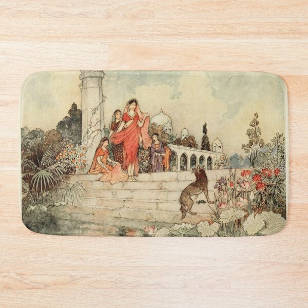 Artikelvorschau, Indian ladies on temple steps illustration - Warwick Goble entworfen und verkauft von Vintage Designs +.