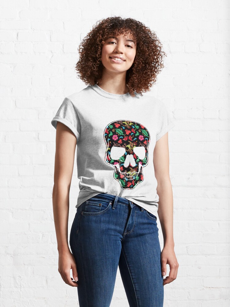 Disover Floral skull Classic T-Shirt  Funny Skull Shirt