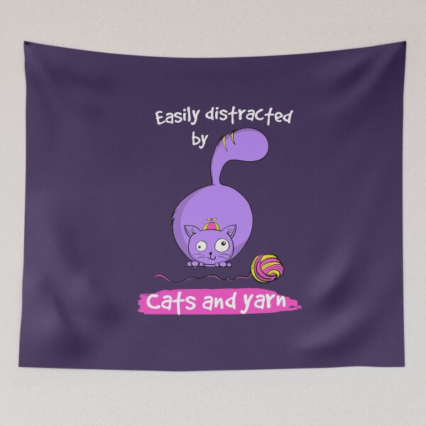 Item preview, Purple Cat Chubby Cat Easily Distracted By Cats And Yarn designed and sold by Cat N' Doodles.
