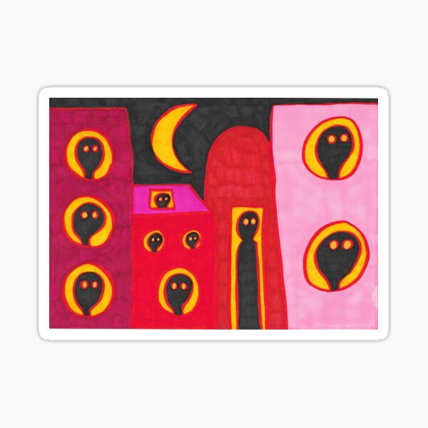 Peering Through The Windows On A Moony Night Sticker