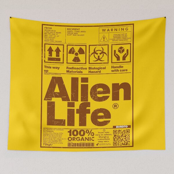 Item preview, Alien Life Package Label In Rust Brown designed and sold by allincolors.