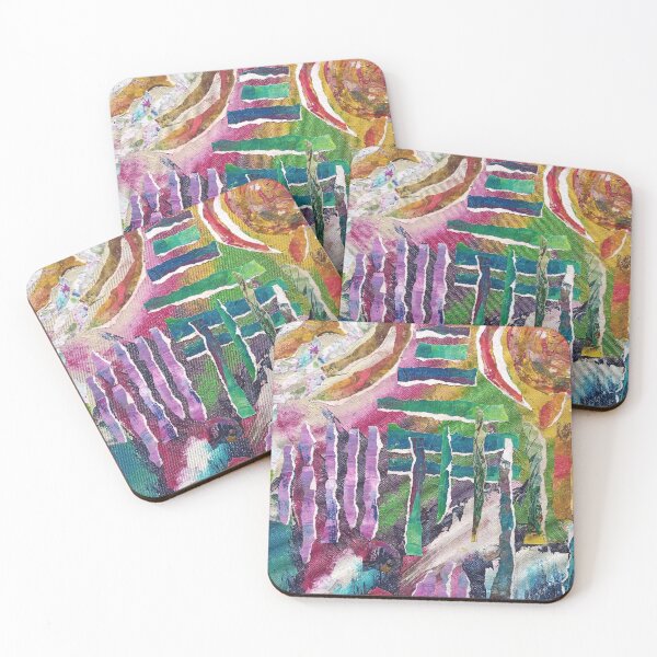 Item preview, Magical garden, abstract mixed media collage designed and sold by NessArtByEwa.