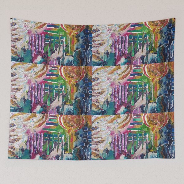 Item preview, Magical garden, abstract mixed media collage designed and sold by NessArtByEwa.
