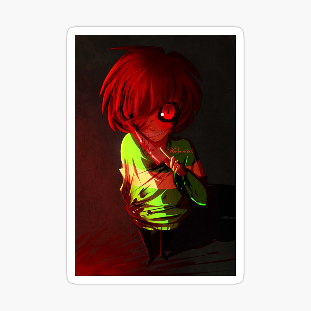 Digital art of chara from undertale with a knife