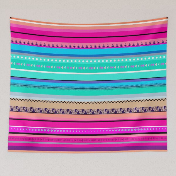 Item preview, Poncho inspired magenta, blue, pink strips  designed and sold by IONcreatION.