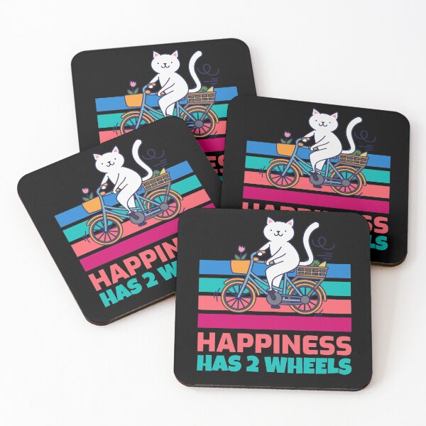 Item preview, Cartoon Kitty Riding Bicycle - Happiness Has Two Wheels designed and sold by grinta2021.