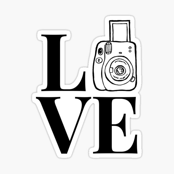 LOVE Photography Illustration With Retro Camera Instax Sticker for Sale by  Fotografille