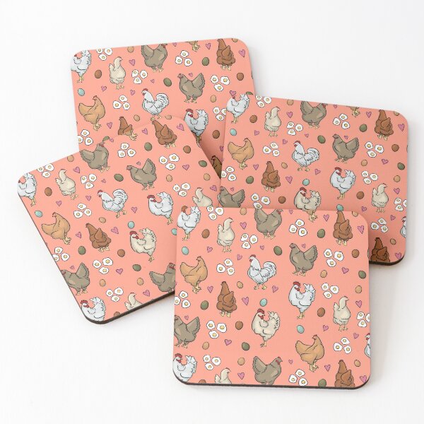 Item preview, Chickens (coral) designed and sold by Paws & Wonder.