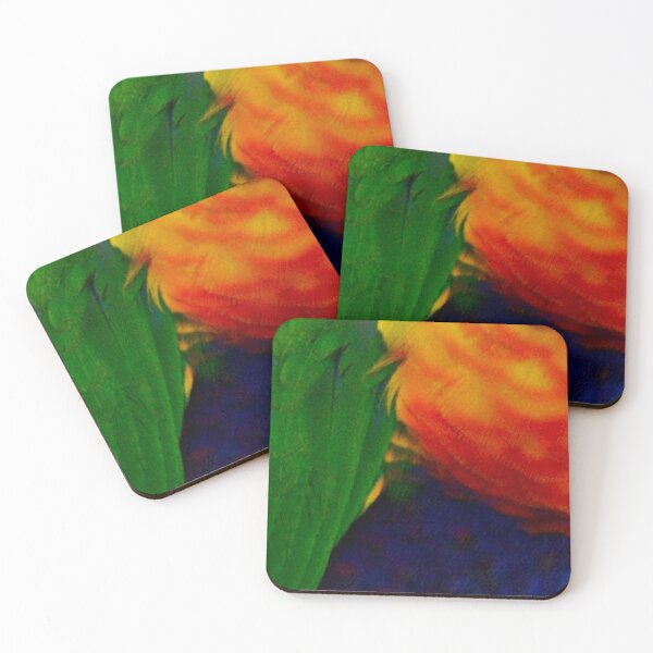 Item preview, Rainbow lorikeet parrot - feathers, plumage, close up. Bright green, red, yellow, orange, blue.  designed and sold by JellyBeenzz.