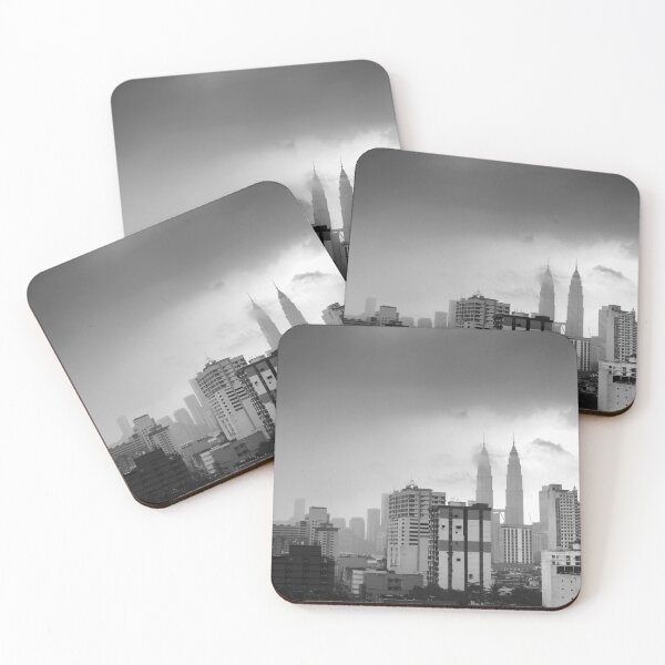 Item preview, Petronas twin towers in rains in monochrome, kuala lumpur, Malaysia, modern art, wall art, print, personalised gifts, custom printed gifts,  designed and sold by CameraDesign.