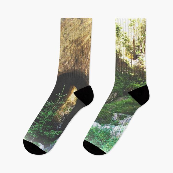 Item preview, Vivid Photo Of A Big Rock And Coniferous Trees designed and sold by LuckyKermit.