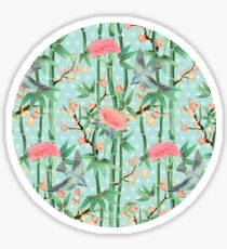 Bamboo, Birds and Blossom - soft blue green Sticker