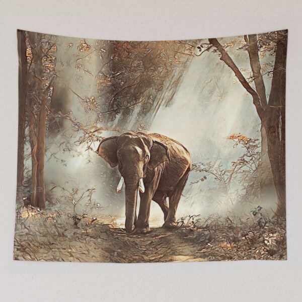 Item preview, Elephant in the jungle, pencil sketch style designed and sold by crea-homedesign.