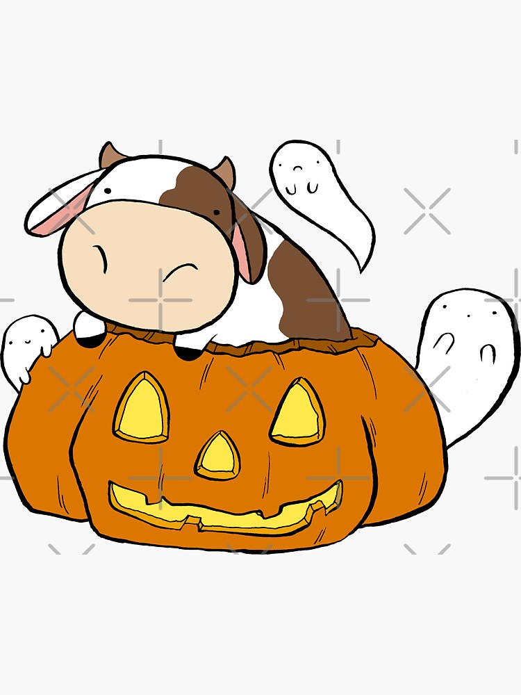 &quot;Spooky Halloween Cow&quot; Sticker by SaradaBoru Redbubble