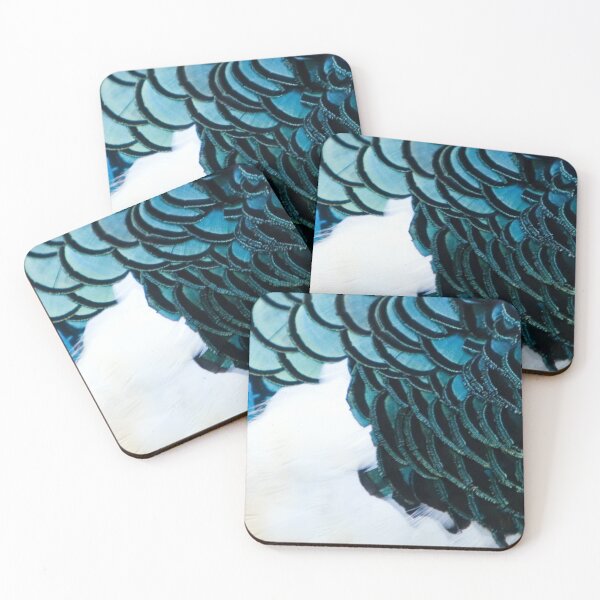 Item preview, Lady Amherst Pheasant 2. Close up - feathers, plumage. Blue, black, white. designed and sold by JellyBeenzz.