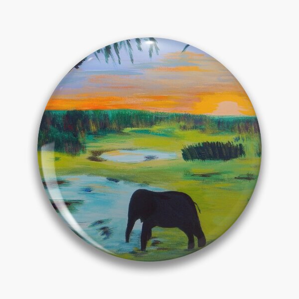 Item preview, Silhouette Elephant at Watering Hole designed and sold by JTYCreative.