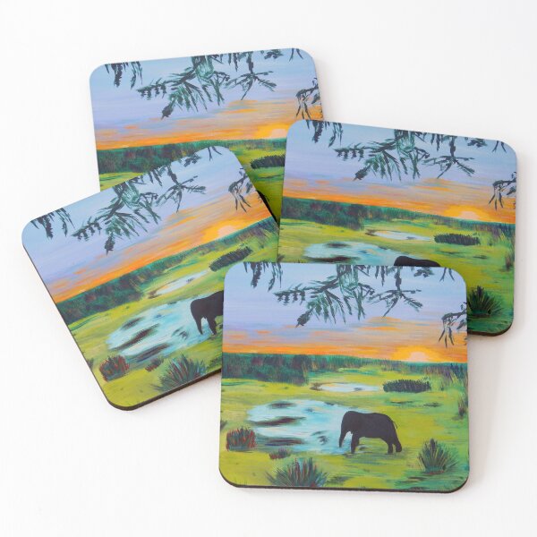 Item preview, Silhouette Elephant at Watering Hole designed and sold by JTYCreative.