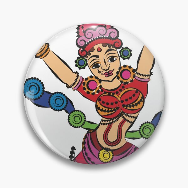 Item preview, Lord's Gopika, Sevika, or lady servants have drawn in Indian folk art, Kalamkari style. designed and sold by Gurunath Bhadekar.