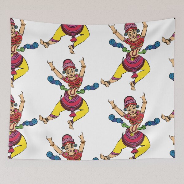 Item preview, Lord's Gopika, Sevika, or lady servants have drawn in Indian folk art, Kalamkari style. designed and sold by Gurunath Bhadekar.
