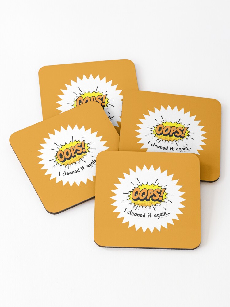Thumbnail 1 of 5, Coasters (Set of 4), Oops I Cleaned it Again Fun Housekeeping Lady Gifts designed and sold by SavvyCleaner.