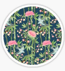 Bamboo, Birds and Blossom - dark teal Sticker