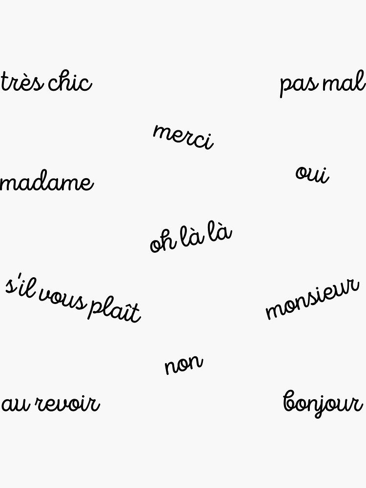 "Typical French Words Pack" Sticker for Sale by HappyPeeps Redbubble