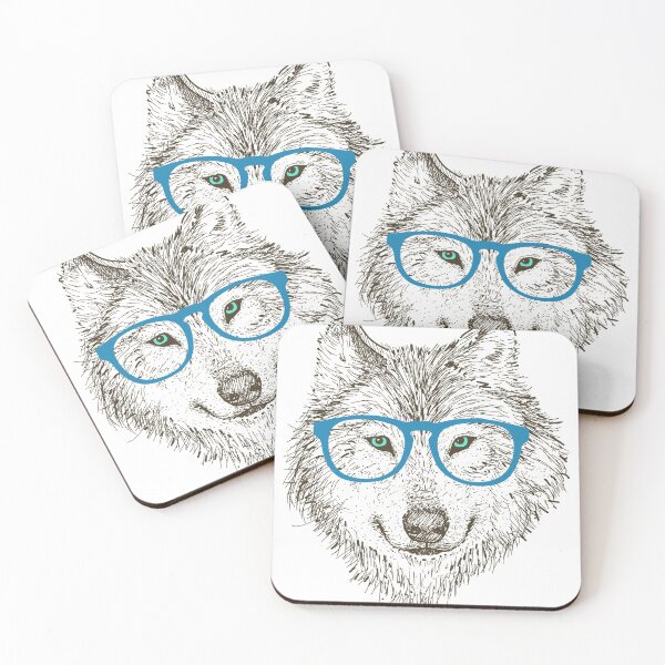 Item preview, Colored wolf with glasses, dog designed and sold by buhnka.