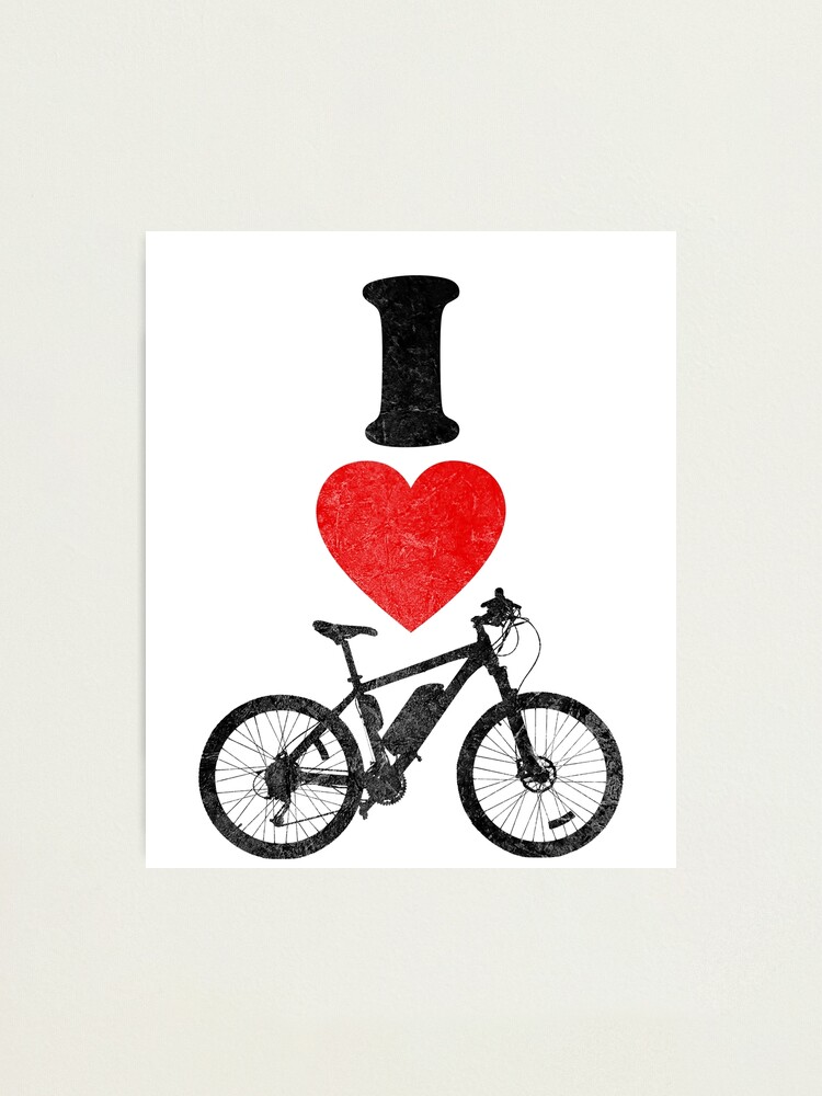 I corazón bicicleta amor ciclismo afición retro Lámina fotográfica
